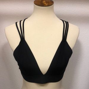 PINK Victoria Secret Black Triangle Strappy Bralette Bra Size LG